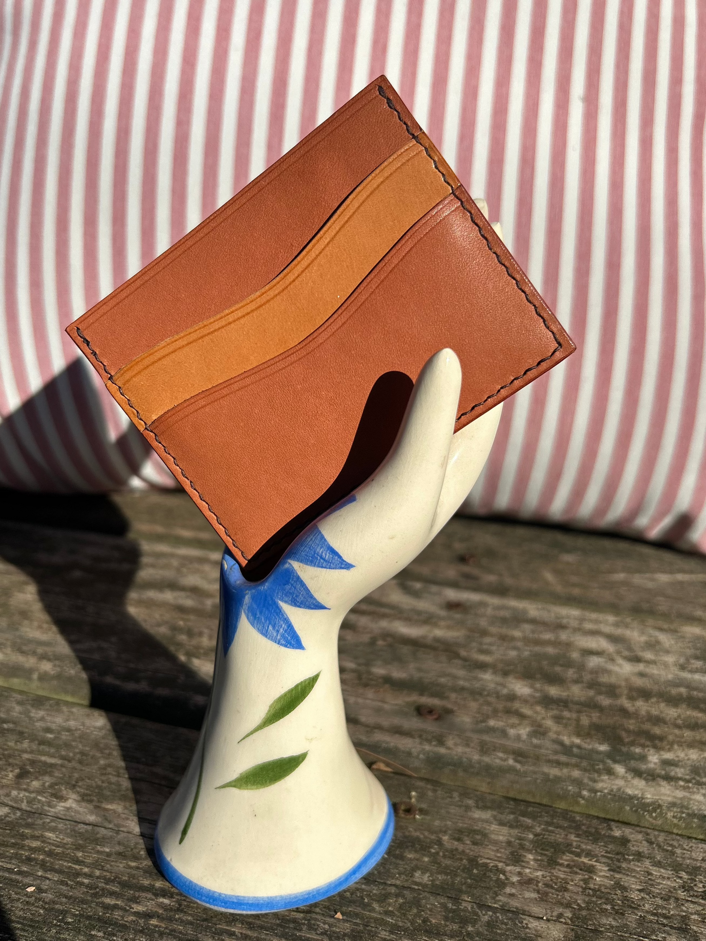 Brown and Natural Tan, Two Toned Card Wallet