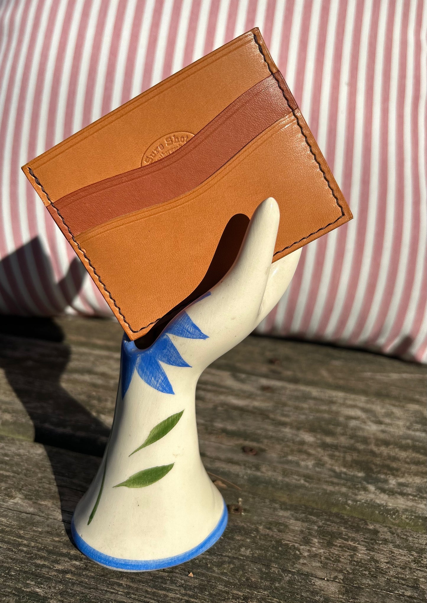 Brown and Natural Tan, Two Toned Card Wallet