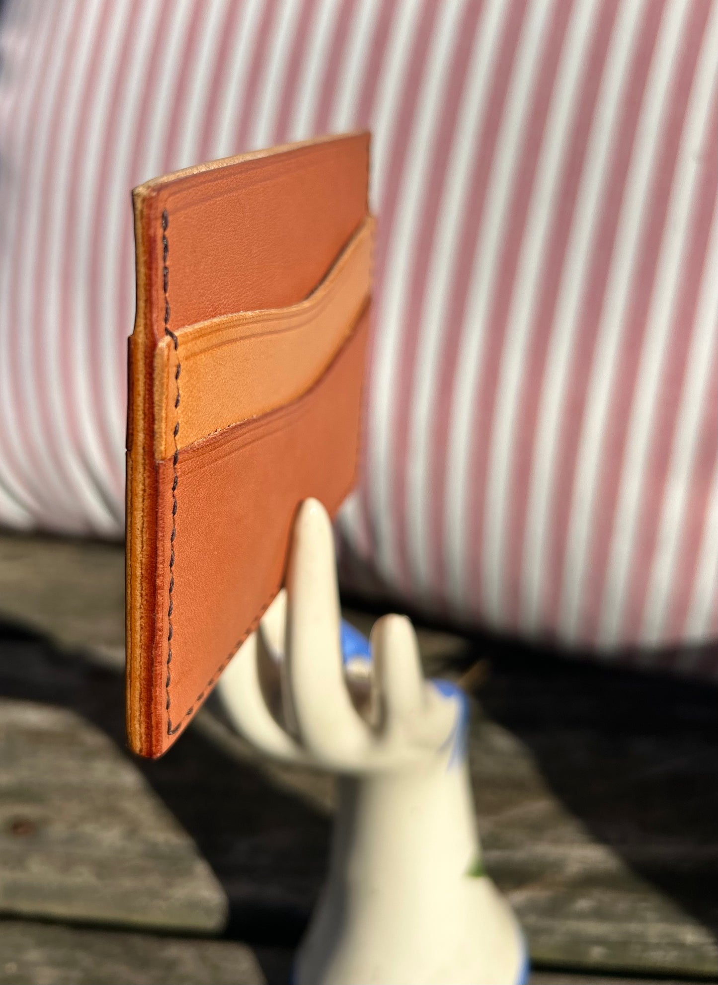 Brown and Natural Tan, Two Toned Card Wallet