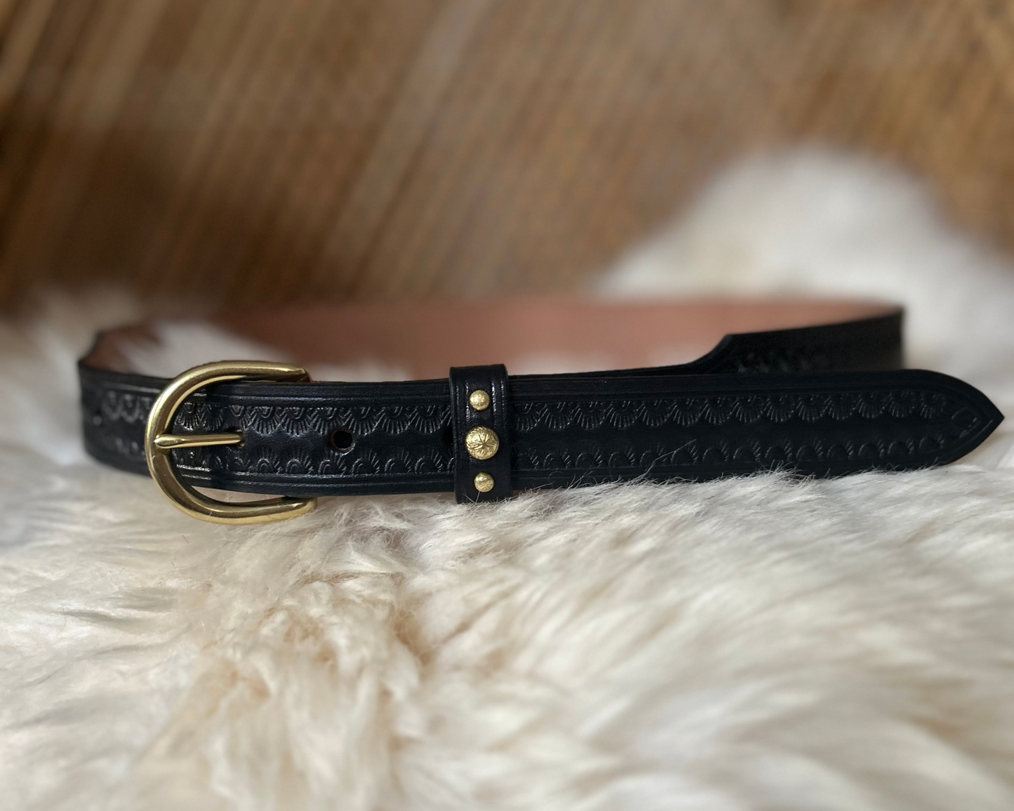 Black Tooled Tapered Belt