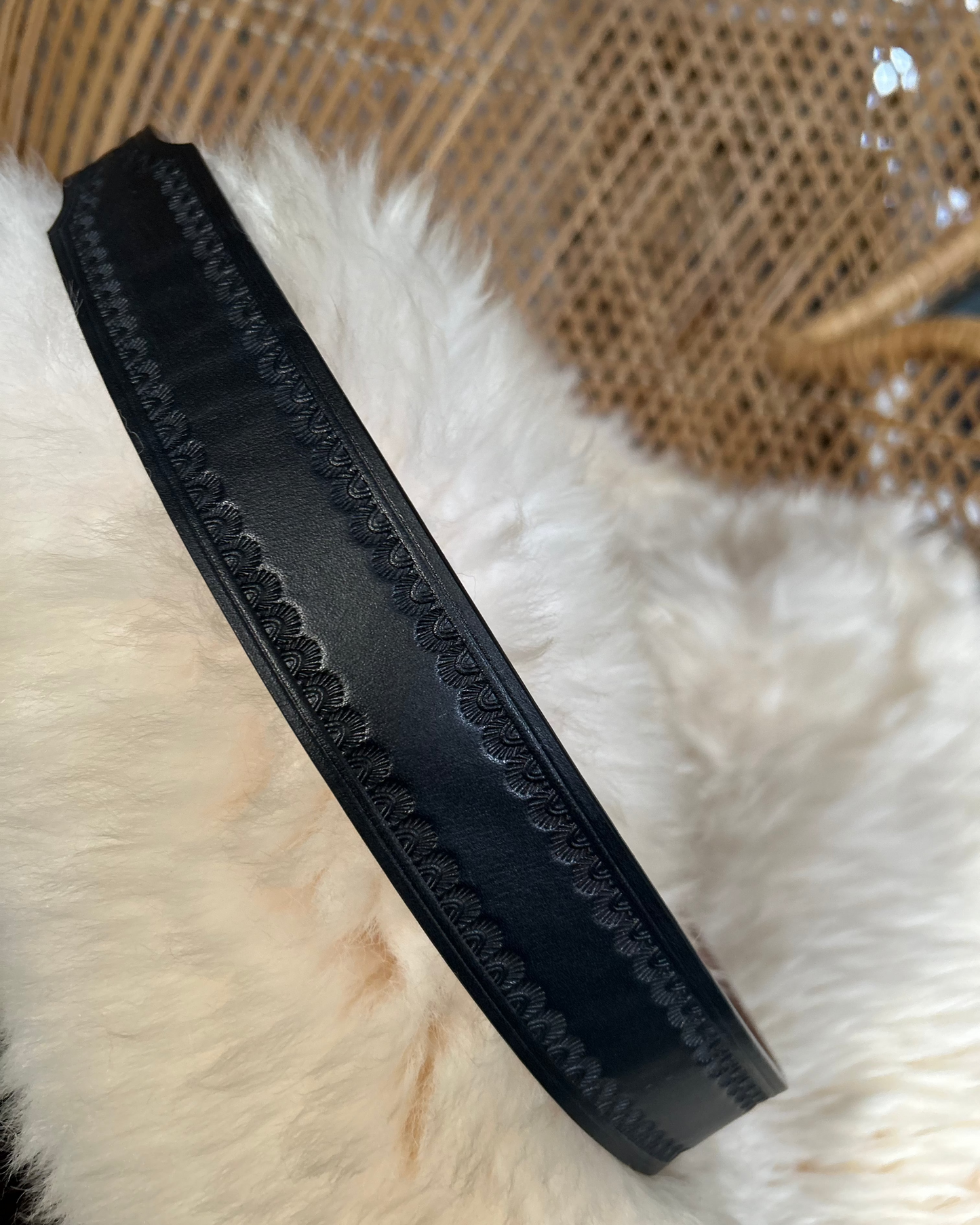 Black Tooled Tapered Belt