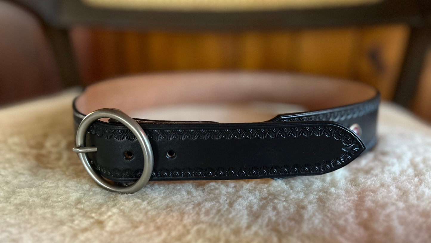 Black Belt with Vintage Pink Cabochons
