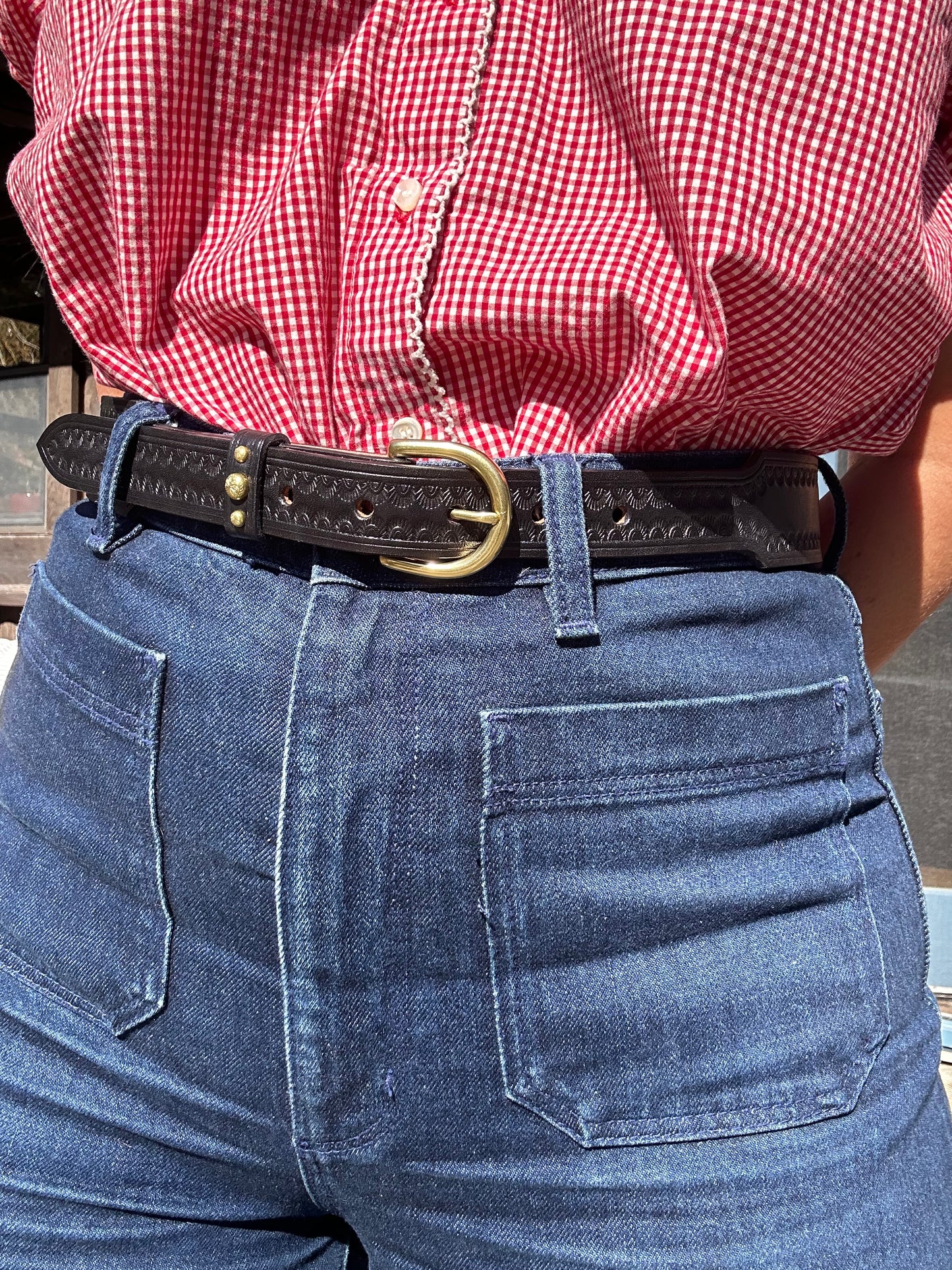 Black Tooled Tapered Belt