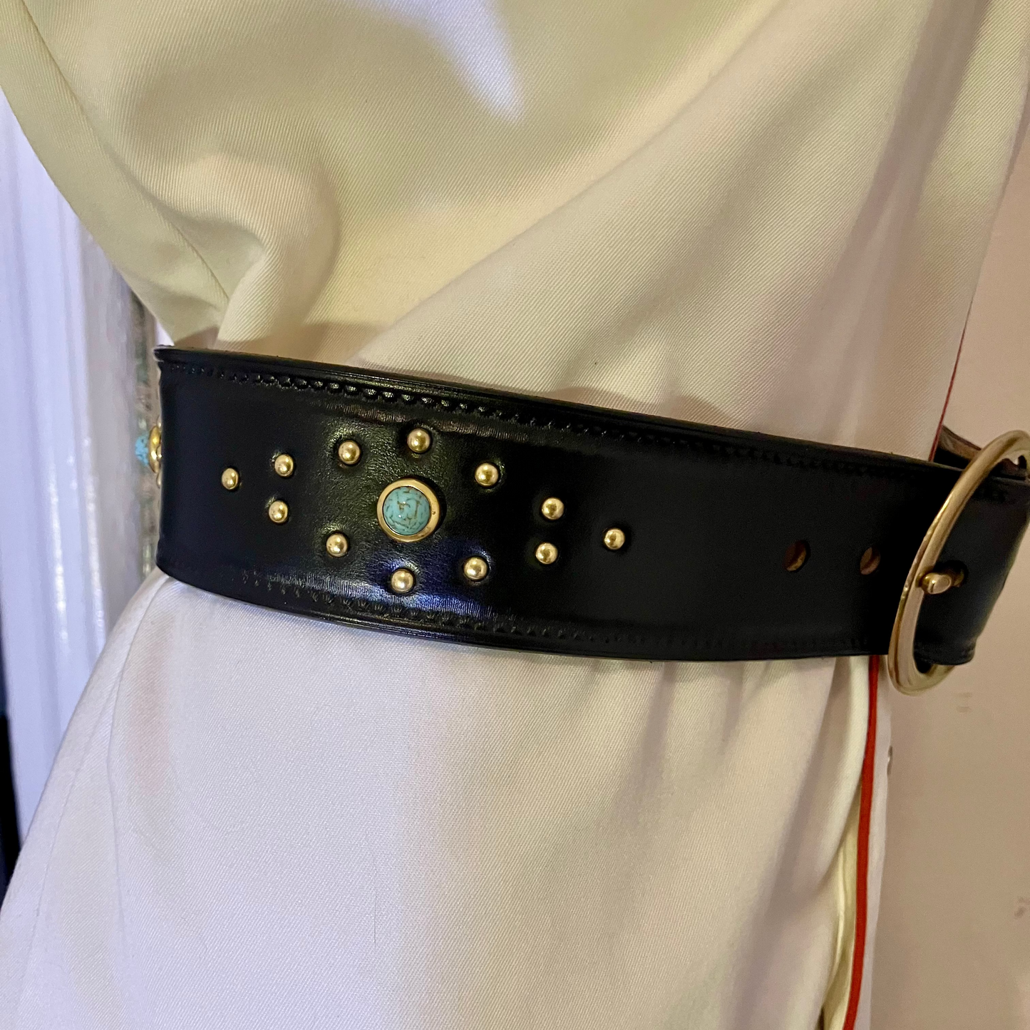 Brass Buckle Studded Belt