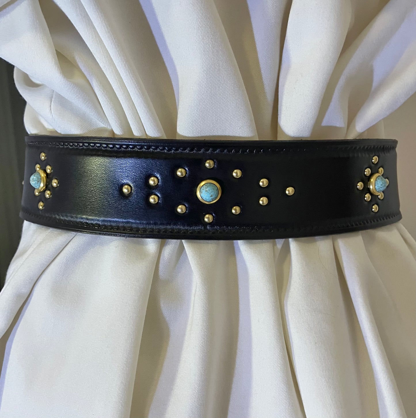 Brass Buckle Studded Belt