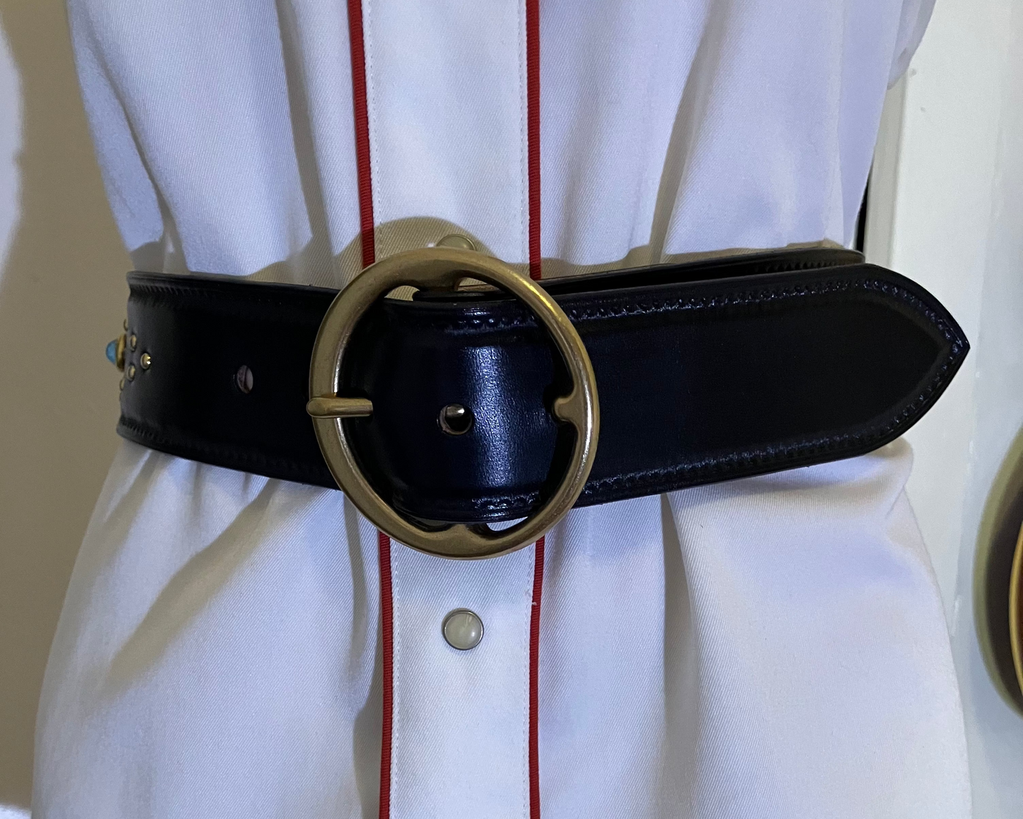 Brass Buckle Studded Belt