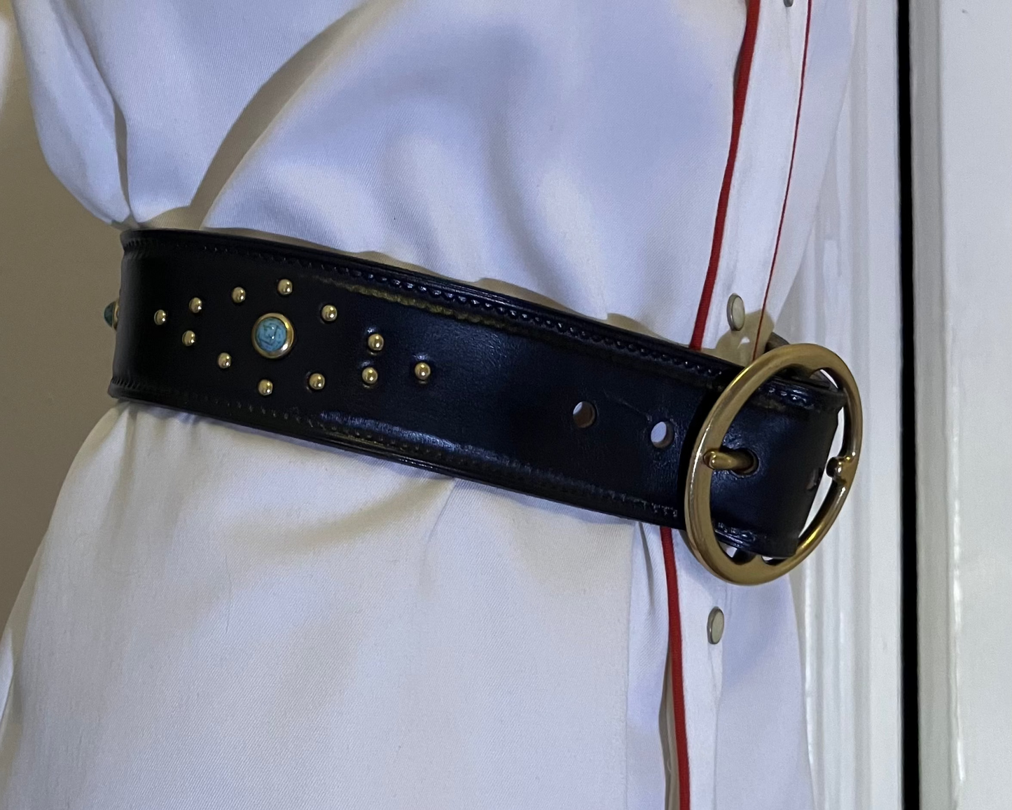 Brass Buckle Studded Belt
