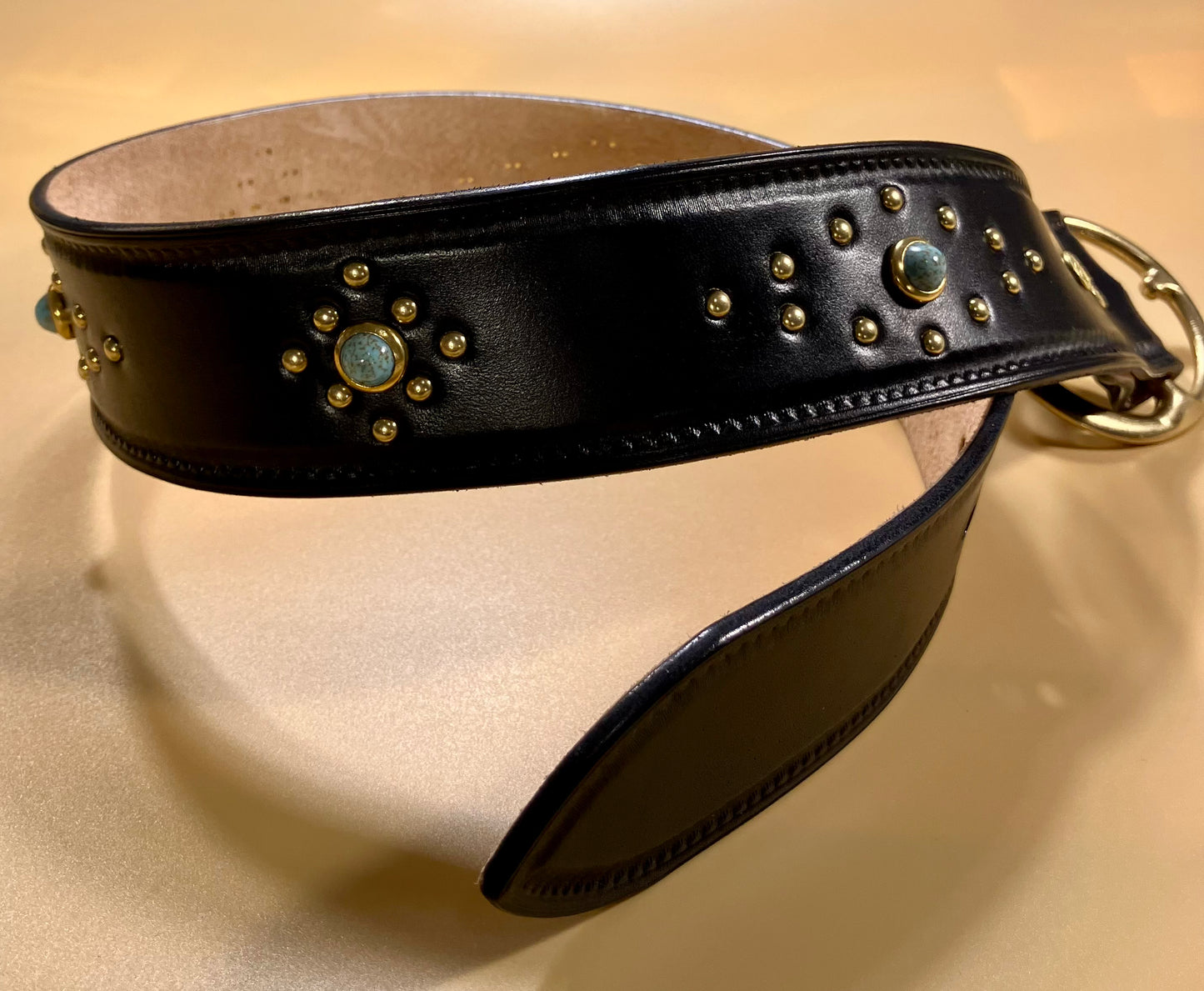 Brass Buckle Studded Belt