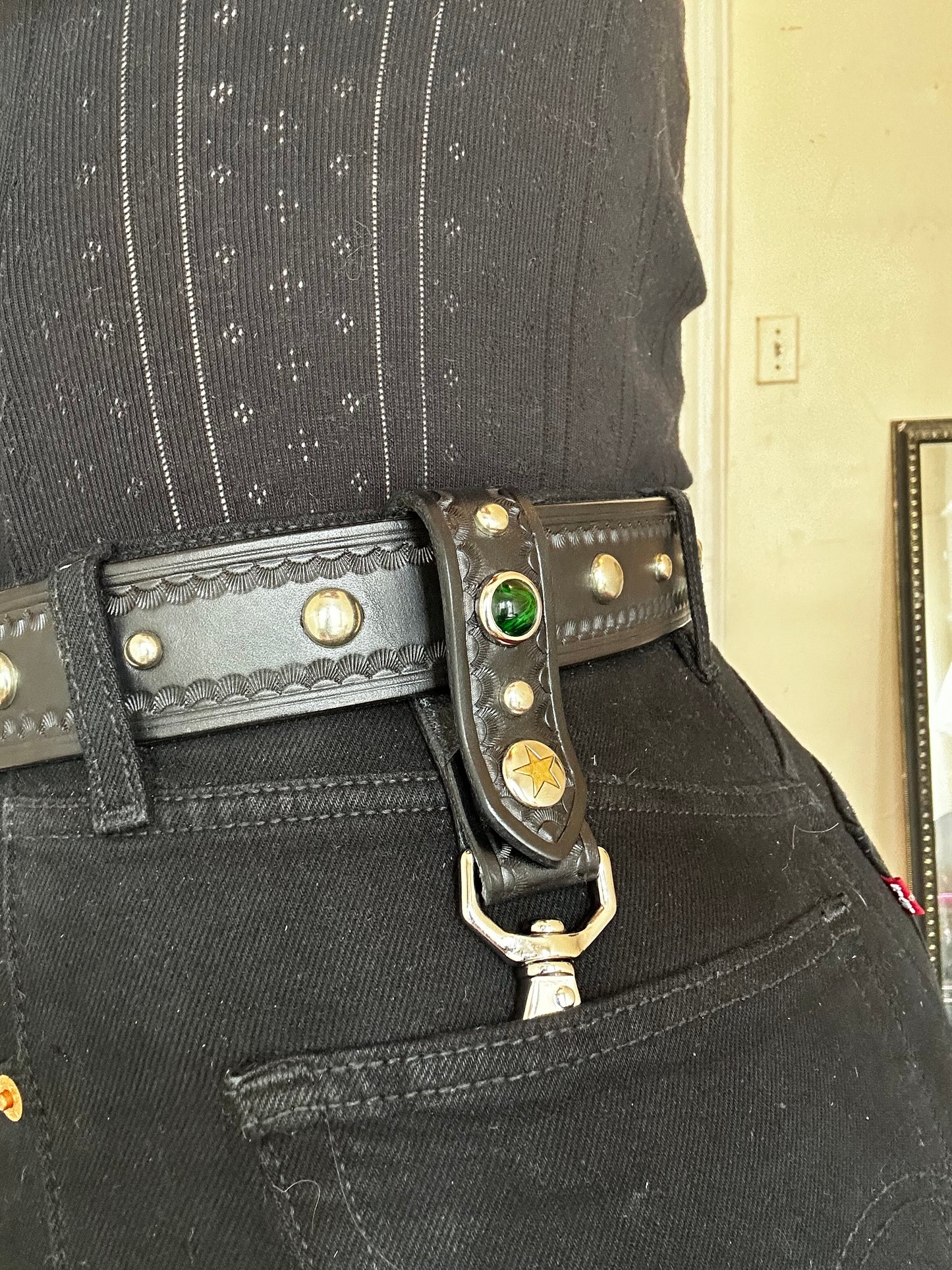 Belt Snap with Green Cabochon