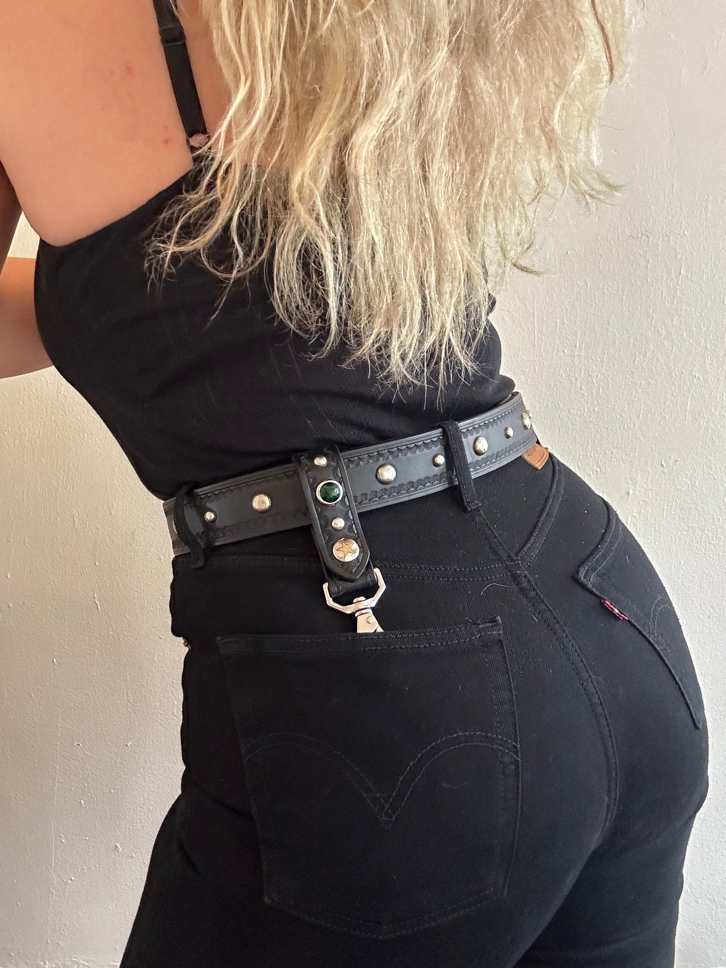 Belt Snap with Green Cabochon
