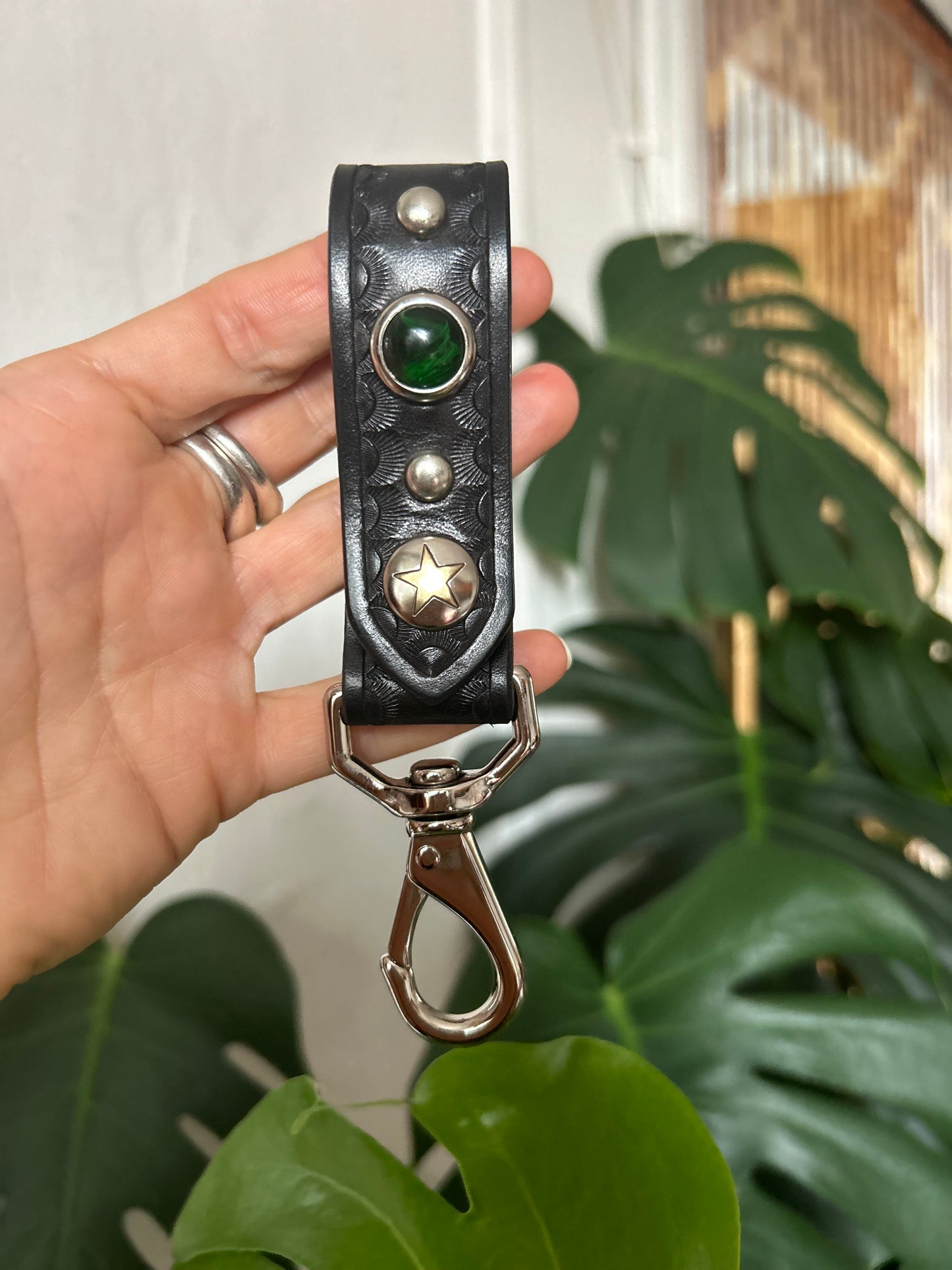 Belt Snap with Green Cabochon
