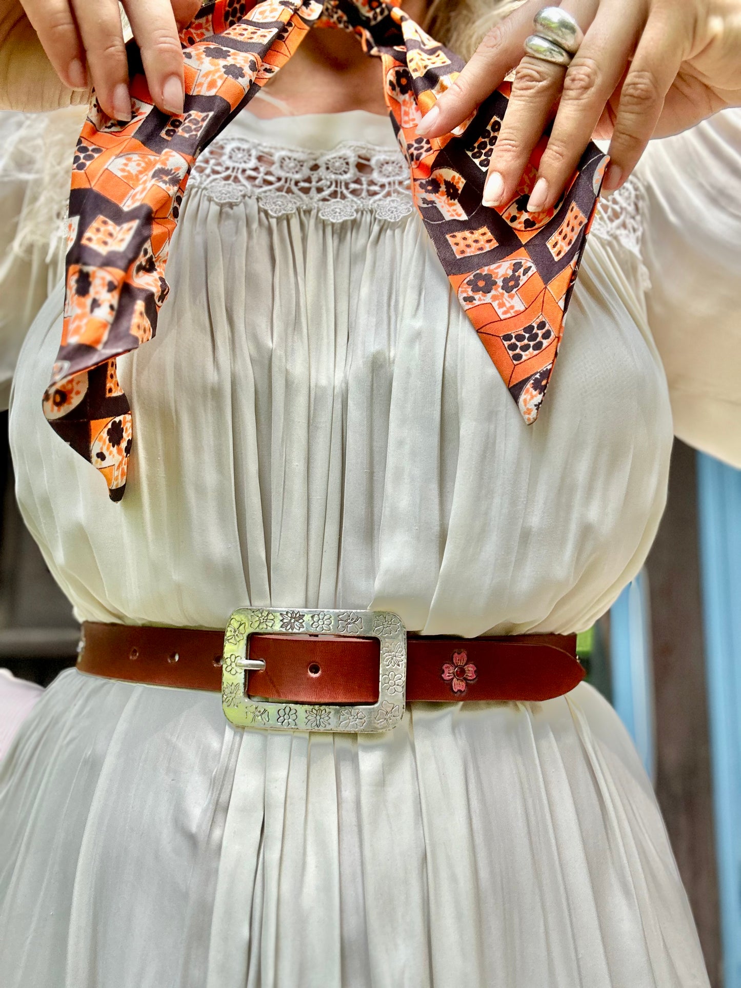 Brown Floral Belt