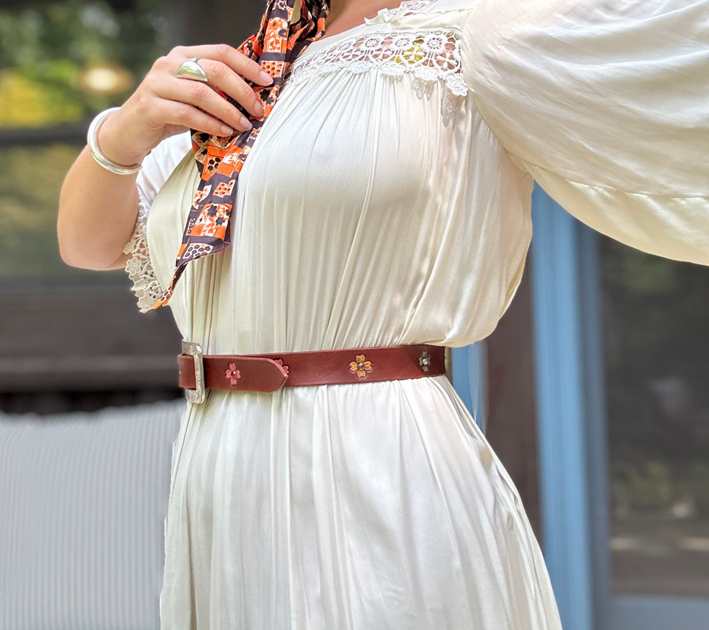 Brown Floral Belt