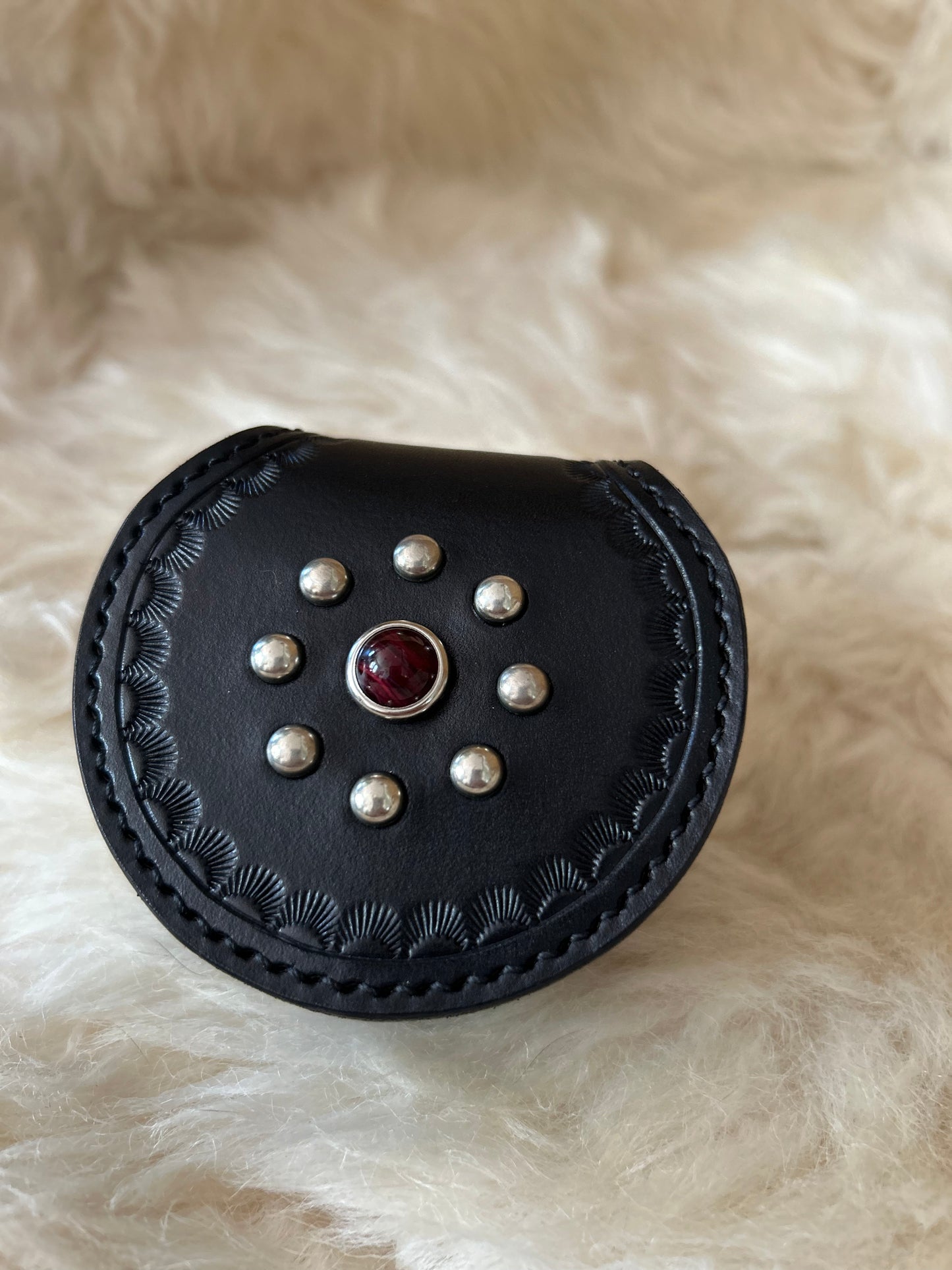 Studded Round Pouch