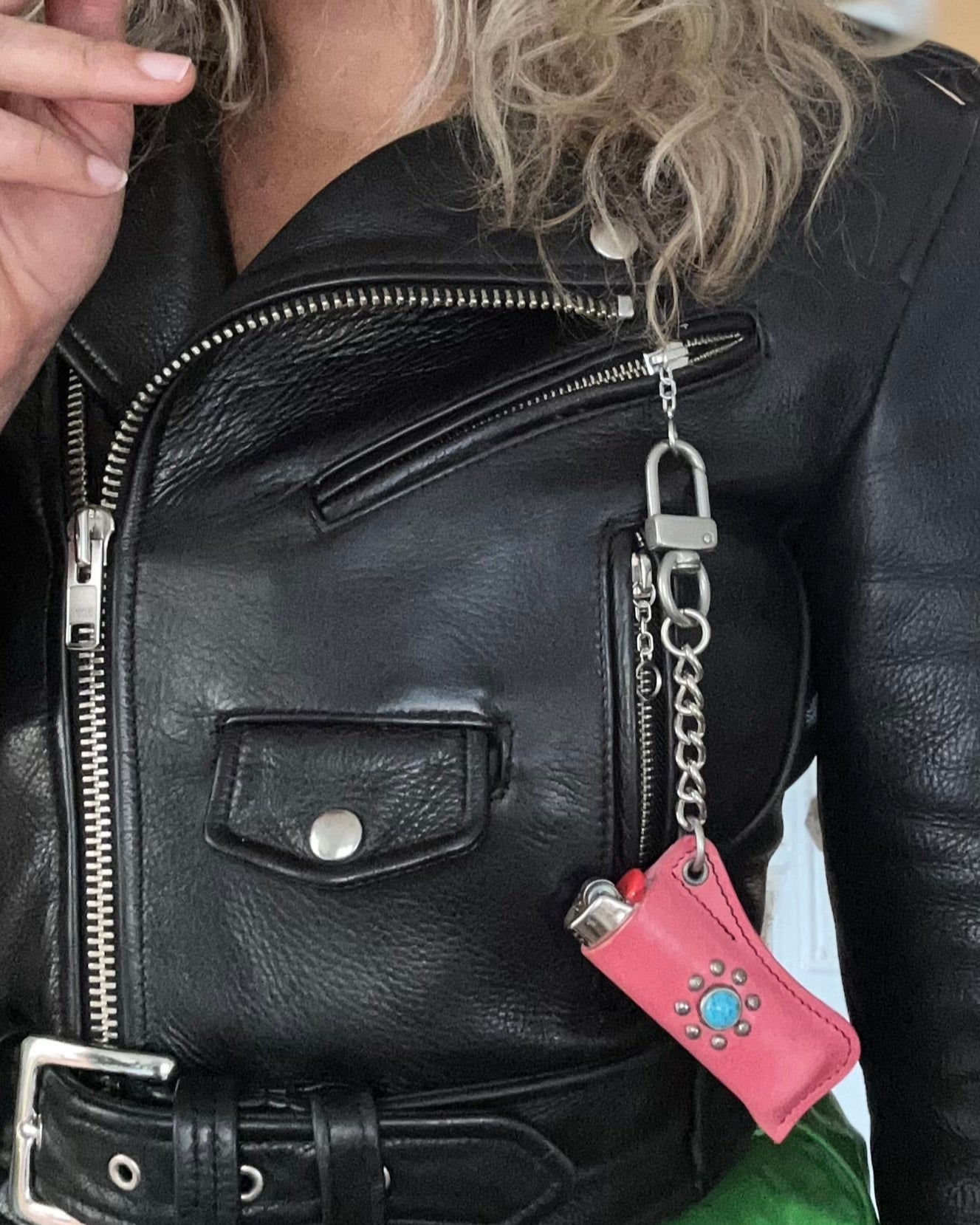 Pink and Turquoise Lighter Charm