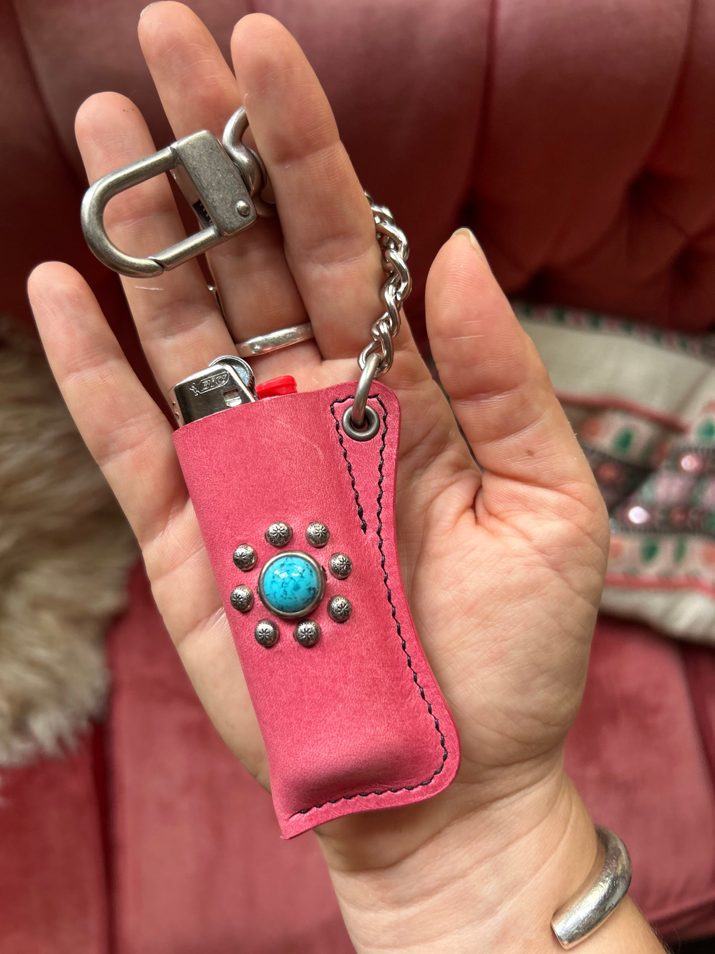 Pink and Turquoise Lighter Charm
