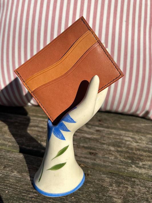 Brown and Natural Tan,  Two Toned Card Wallet