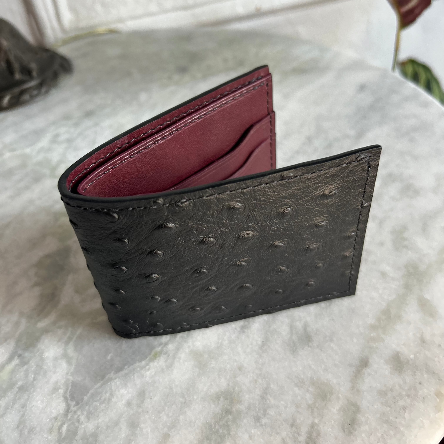 Bifold Embossed Ostrich Wallet