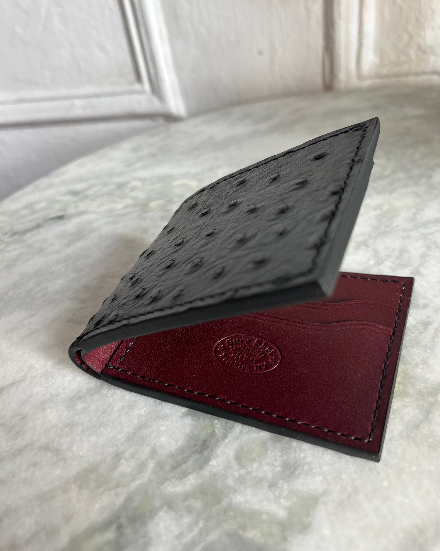 Bifold Embossed Ostrich Wallet