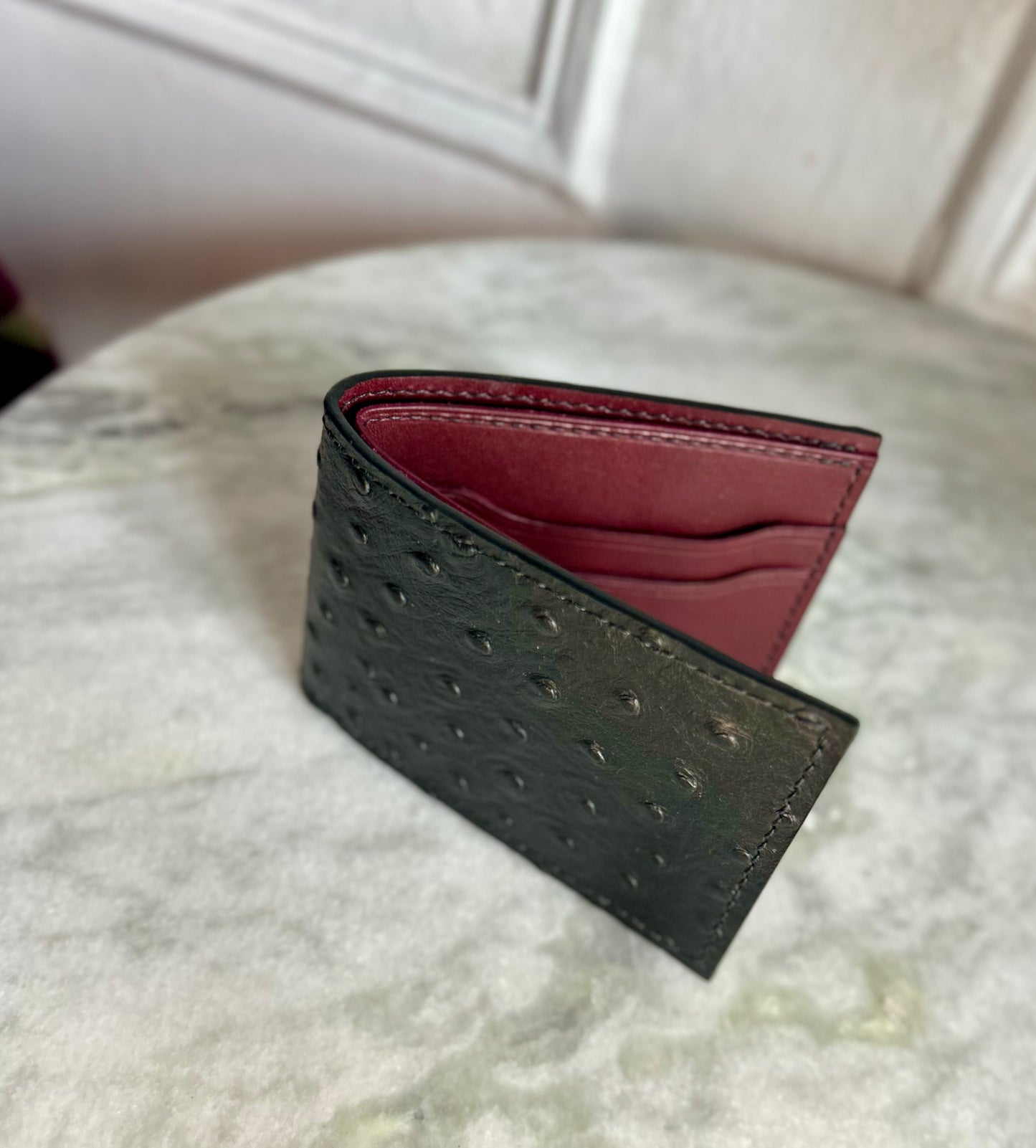 Bifold Embossed Ostrich Wallet