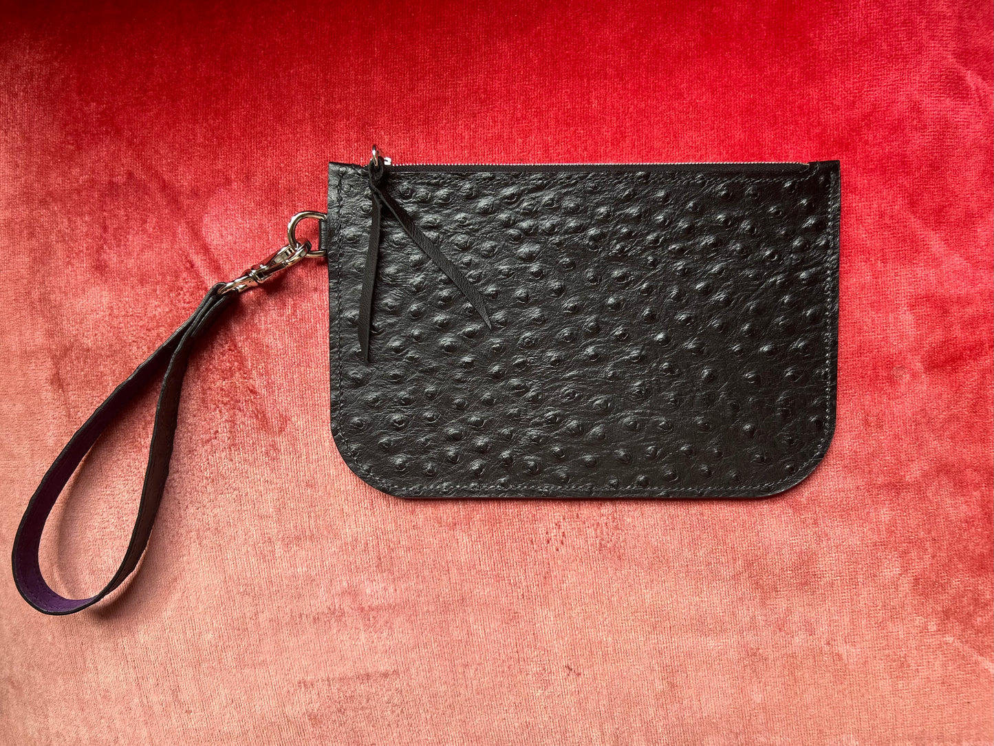 Embossed Ostrich Pouch