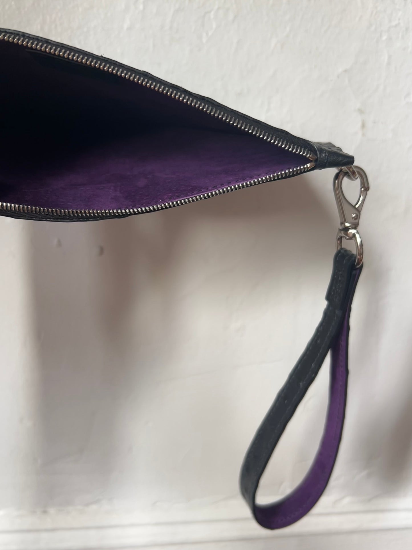 Embossed Ostrich Pouch