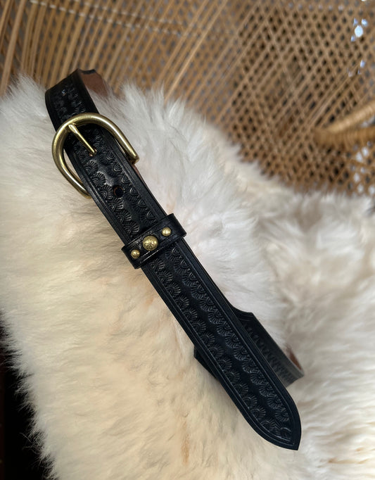 Black Tooled Tapered Belt