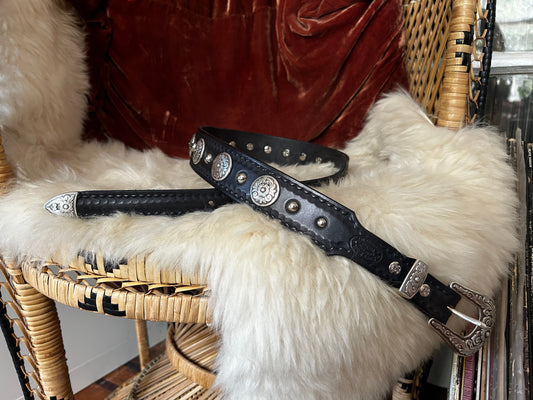 Tooled and Studded Tapered Belt