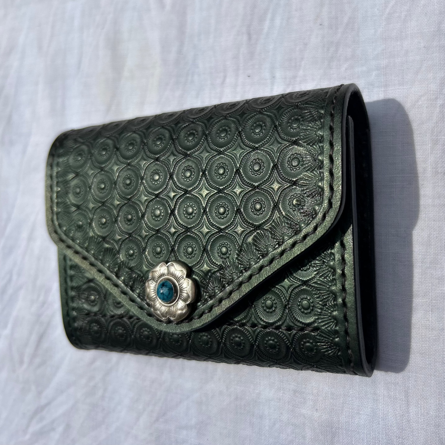 Geometric Tooled Oil Slick Wallet